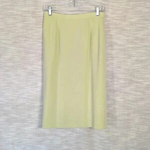 Le Suit Pencil Skirt Waffle Midi Business Casual Green Pleated